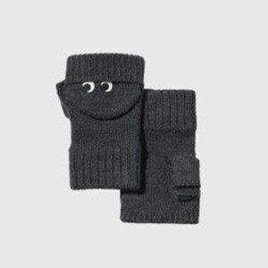 Anya Hindmarch x Uniqlo Heattech Knitted Mittens - Dark Gray - Size L